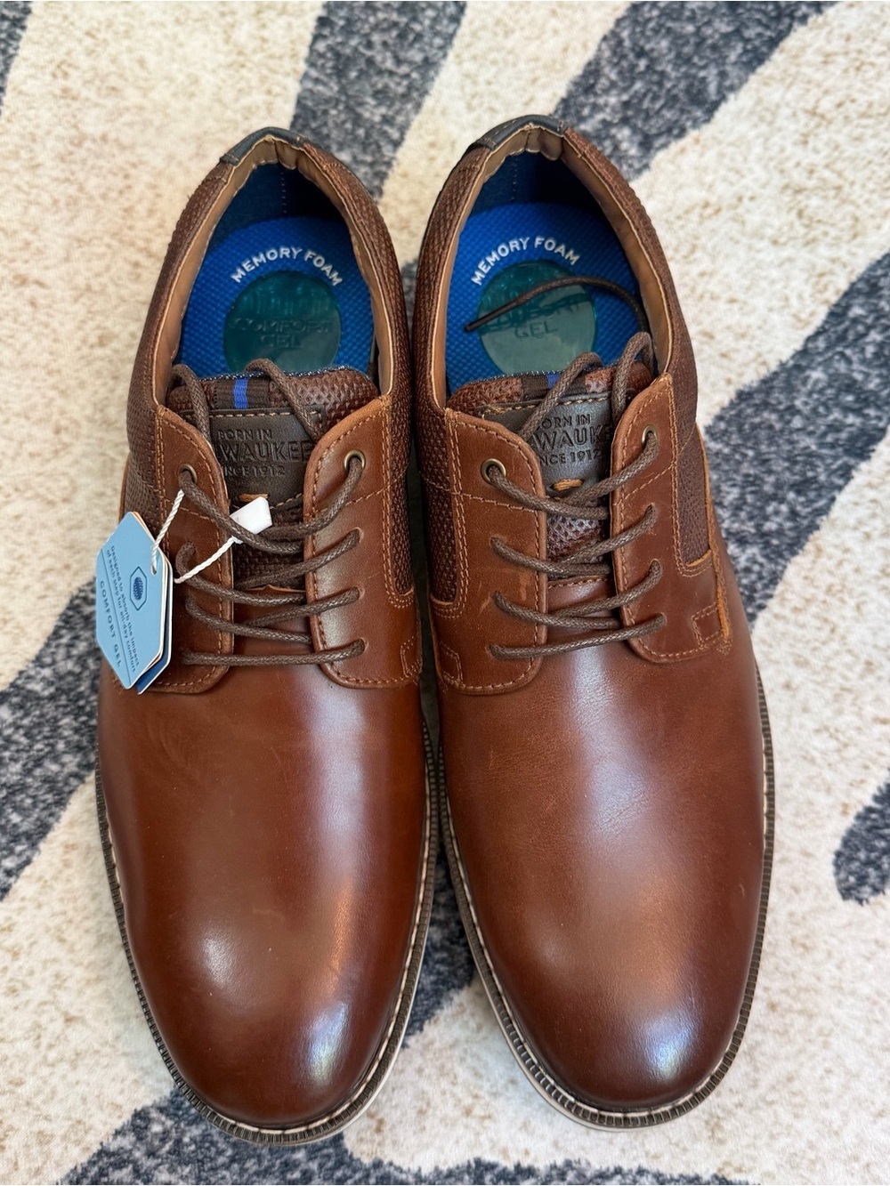 NWOB Nunn Bush Circuit Plain Toe Oxford Brown Men’s Shoes Size 7.5 - Picture 2 of 6